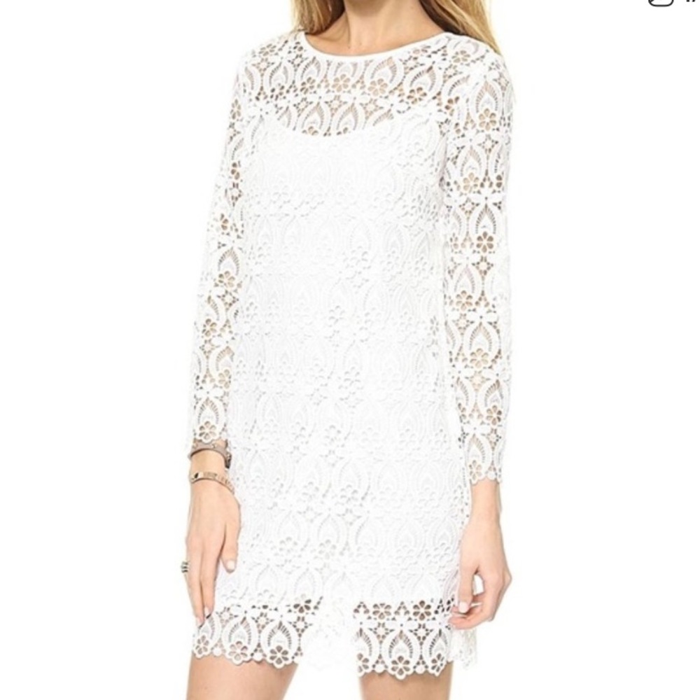 Club Monaco White Lace Edan Dress long sleeve unlined size 10